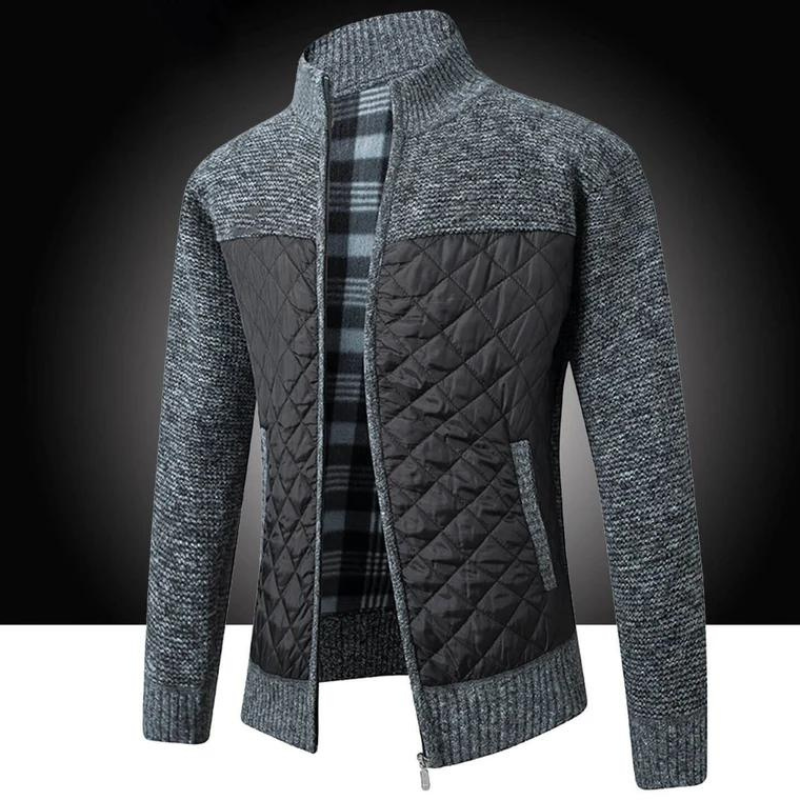 Herrenjacke | Reißverschluss | Leichtgewicht | Steppjacke | Herbstjacke-Dunkelgrau-M-Chaps Herrenmode
