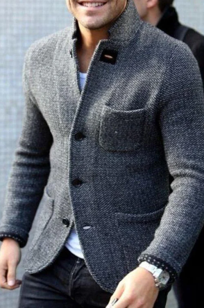 Herrenjacke | Retro | Einreihig | Blazerjacke | Tweedjacke-Grau-S-Chaps Herrenmode