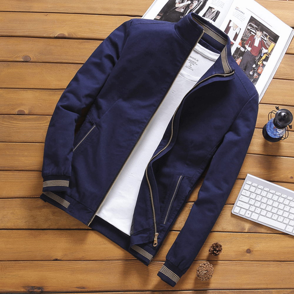 Herrenjacke | Stehkragen | Zip-Up | Herbstjacke | Windbreaker Jacke-Dunkelblau-M-Chaps Herrenmode
