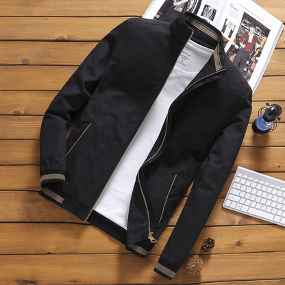 Herrenjacke | Stehkragen | Zip-Up | Herbstjacke | Windbreaker Jacke-Schwarz-M-Chaps Herrenmode