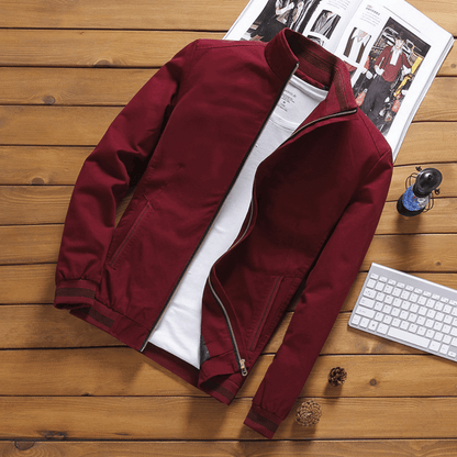 Herrenjacke | Stehkragen | Zip-Up | Herbstjacke | Windbreaker Jacke-Weinrot-M-Chaps Herrenmode