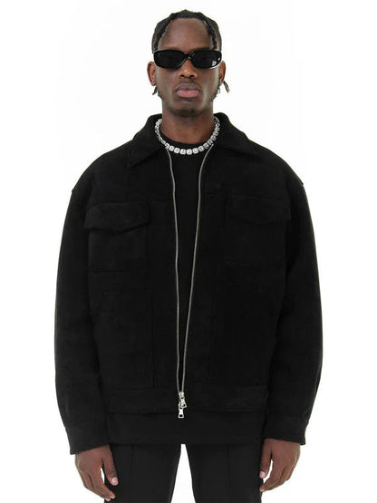 Herrenjacke – Taschen – Reißverschluss – Cargo-Jacke – Herbstjacke-Schwarz-M-Chaps Herrenmode