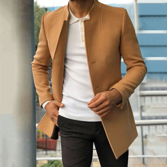 Herrenjacke – mittellang – Frühling – Blazerjacke – Trenchcoat Herren-Braun-S-Chaps Herrenmode
