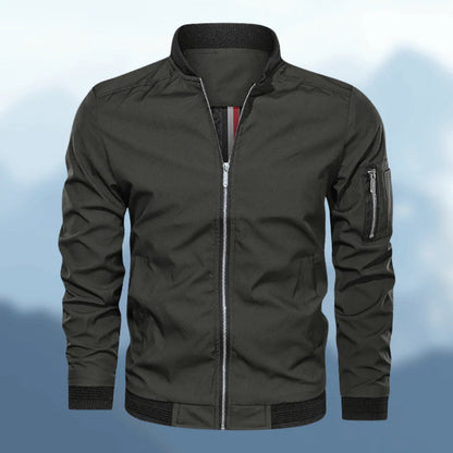 Herrenjacke – winddichte Herbst-Bomberjacke mit Reißverschluss-Grün-M-Chaps Herrenmode