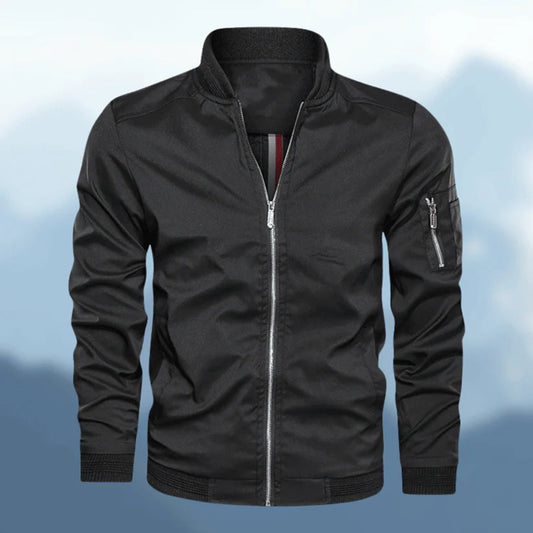 Herrenjacke – winddichte Herbst-Bomberjacke mit Reißverschluss-Schwarz-M-Chaps Herrenmode