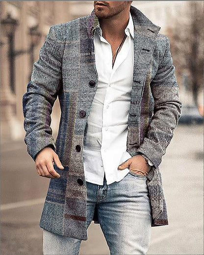 Herrenmantel - Einreihig - Winddicht - Herbstjacke - Winterjacke-Helle Farbe mix-S-Chaps Herrenmode