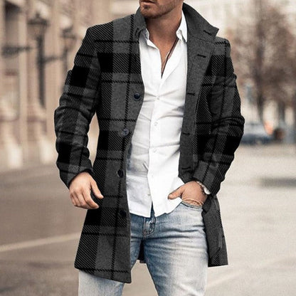 Herrenmantel - Einreihig - Winddicht - Herbstjacke - Winterjacke-Schwarz-S-Chaps Herrenmode