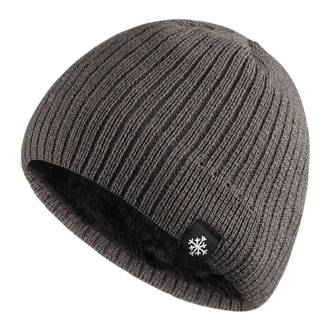 Herrenmütze - Warm - Fleece gefüttert - Strickmütze - Wintermütze-Dunkelgrau-Chaps Herrenmode