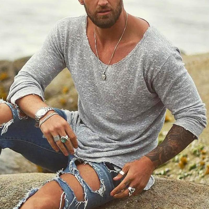 Herrenpullover | Loose Fit | Langarm | Sommerhemd | Herrenhemd-Grau-XS-Chaps Herrenmode