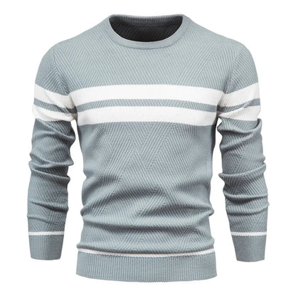 Herrenpullover – Strickpullover mit Rundhalsausschnitt-Blau-S-Chaps Herrenmode