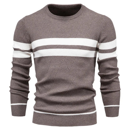 Herrenpullover – Strickpullover mit Rundhalsausschnitt-Braun-S-Chaps Herrenmode