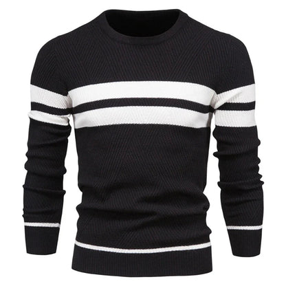 Herrenpullover – Strickpullover mit Rundhalsausschnitt-Schwarz-S-Chaps Herrenmode