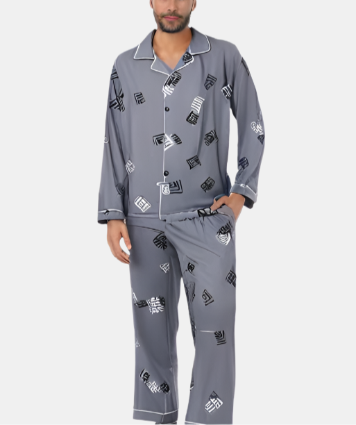 Herrenpyjama | Langarm | Lange Hose | Pyjama-Set | Herren-Pyjama-Sturmgrau-L-Chaps Herrenmode