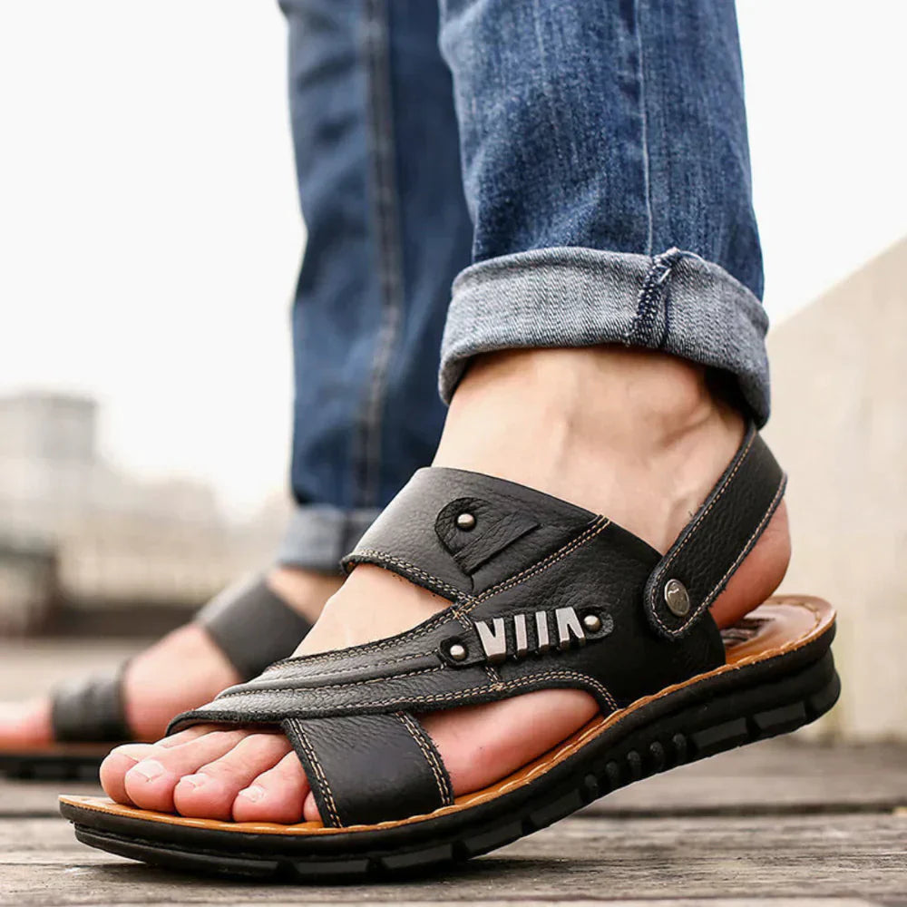 Herrensandalen - Ergonomisch - Slip-On - Orthopädische Schuhe - Wandersandalen-Black-36-Chaps Herrenmode