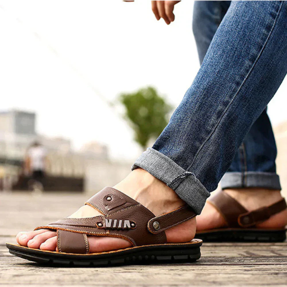 Herrensandalen - Ergonomisch - Slip-On - Orthopädische Schuhe - Wandersandalen-Brown-36-Chaps Herrenmode