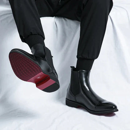 Herrenstiefel | Spitz Zulaufend | Kunstleder | Slip-On-Stiefel | Stiefeletten-Chaps Herrenmode
