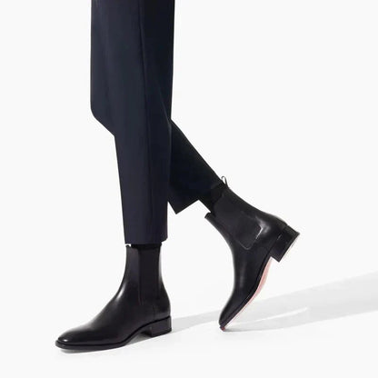 Herrenstiefel | Spitz Zulaufend | Kunstleder | Slip-On-Stiefel | Stiefeletten-Chaps Herrenmode