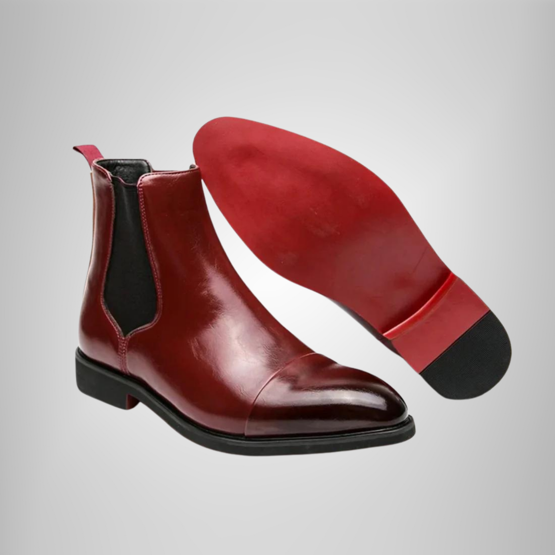 Herrenstiefel | Spitz Zulaufend | Kunstleder | Slip-On-Stiefel | Stiefeletten-Rot-38-Chaps Herrenmode