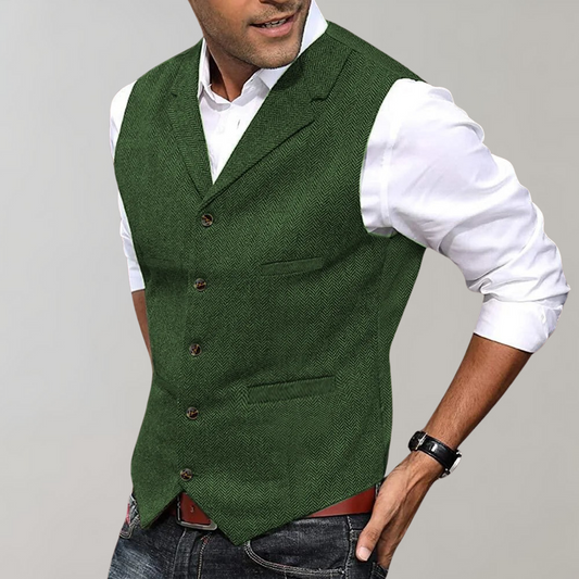 Herrenweste - Ärmellos - Einreihig - Anzugsweste - Herrenweste-Grün-XS-Chaps Herrenmode