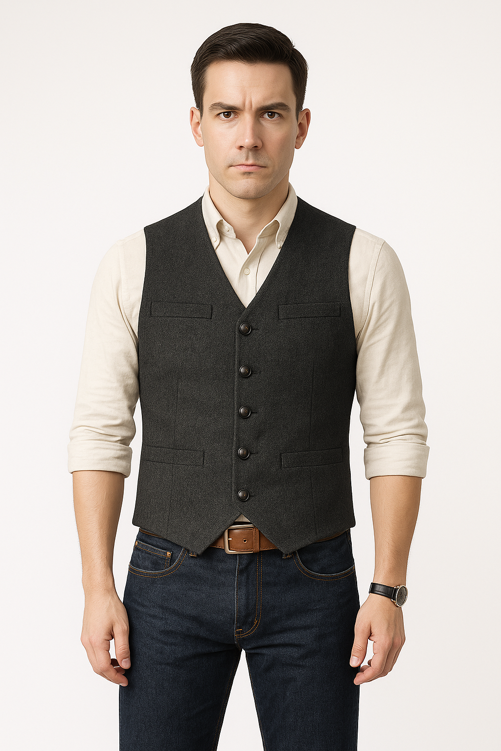 Herrenweste | Ärmellos | Einreihig | Blazerweste | Herrenweste-Schwarz-XS-Chaps Herrenmode