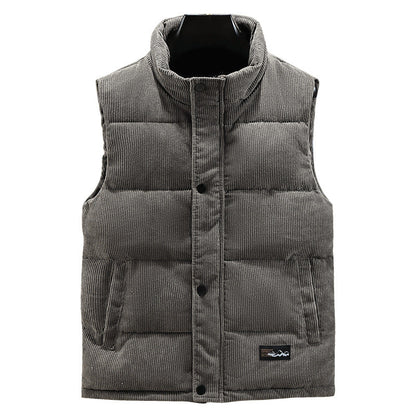 Herrenweste – Cord – Ärmellos – Bodywarmer – Puffer Vest-Grau-S-Chaps Herrenmode