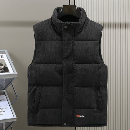 Herrenweste – Cord – Ärmellos – Bodywarmer – Puffer Vest-Schwarz-S-Chaps Herrenmode