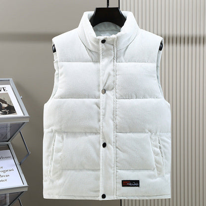 Herrenweste – Cord – Ärmellos – Bodywarmer – Puffer Vest-Weiß-S-Chaps Herrenmode