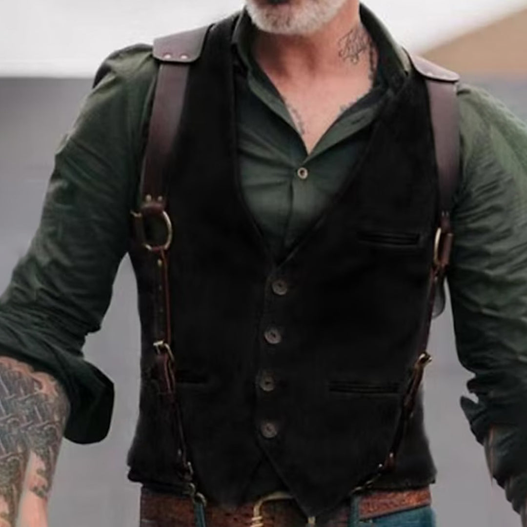 Herrenweste | Vintage | Einreihig | Anzugweste | Herrenweste-Schwarz-S-Chaps Herrenmode