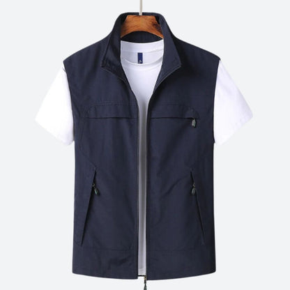Herrenweste - Zip-Up - Leichtgewicht - Ärmellose Weste - Herrenweste-Blau-S-Chaps Herrenmode