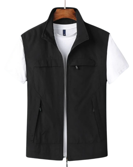 Herrenweste - Zip-Up - Leichtgewicht - Ärmellose Weste - Herrenweste-Schwarz-S-Chaps Herrenmode