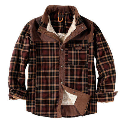 Holzfällerhemd für Herren | Karo | mit Knöpfen | Fleece-Holzfällerjacke | Holzfällerjacke-Braun-S-Chaps Herrenmode