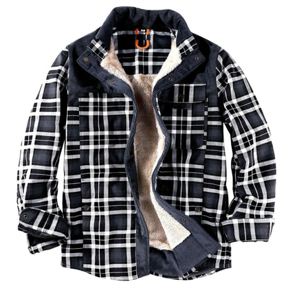 Holzfällerhemd für Herren | Karo | mit Knöpfen | Fleece-Holzfällerjacke | Holzfällerjacke-Grau-S-Chaps Herrenmode