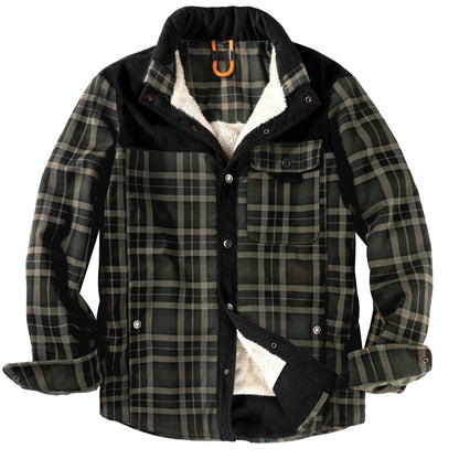 Holzfällerhemd für Herren | Karo | mit Knöpfen | Fleece-Holzfällerjacke | Holzfällerjacke-Grün-S-Chaps Herrenmode