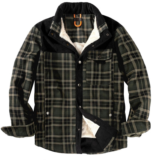 Holzfällerhemd für Herren | Karo | mit Knöpfen | Fleece-Holzfällerjacke | Holzfällerjacke-Grün-S-Chaps Herrenmode