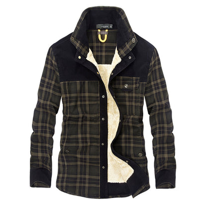 Holzfällerjacke | Karo | Fleece gefüttert | Holzfällermantel | Winterjacke für Herren-Dunkles Armeegrün-M-Chaps Herrenmode