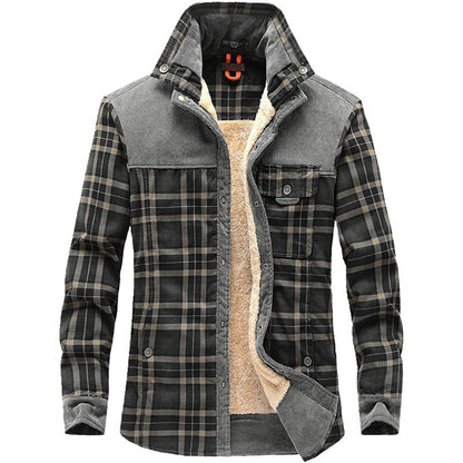 Holzfällerjacke | Karo | Fleece gefüttert | Holzfällermantel | Winterjacke für Herren-Helles Armeegrün-M-Chaps Herrenmode