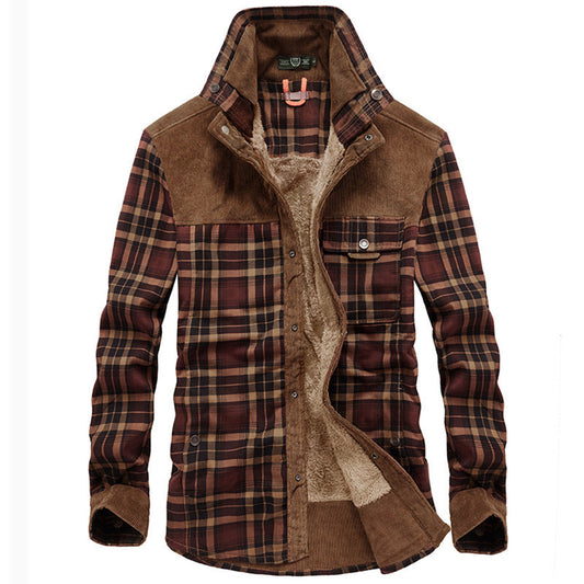 Holzfällerjacke | Karo | Fleece gefüttert | Holzfällermantel | Winterjacke für Herren-Kaffee-M-Chaps Herrenmode