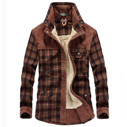 Holzfällerjacke | Karo | Fleece gefüttert | Holzfällermantel | Winterjacke für Herren-Roter Kaffee-M-Chaps Herrenmode