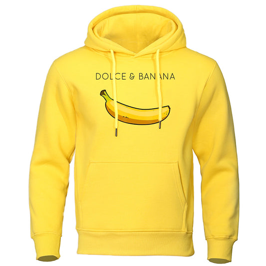 Hoodie - Bananendruck - Kängurutasche - Pullover Hoodie - Herren Hoodies-Gelb-S-Chaps Herrenmode