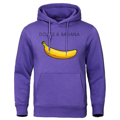Hoodie - Bananendruck - Kängurutasche - Pullover Hoodie - Herren Hoodies-Violett-S-Chaps Herrenmode
