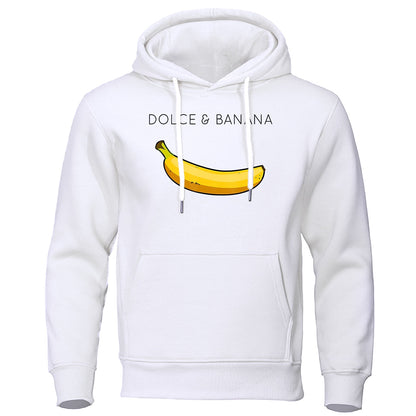 Hoodie - Bananendruck - Kängurutasche - Pullover Hoodie - Herren Hoodies-Weiß-S-Chaps Herrenmode