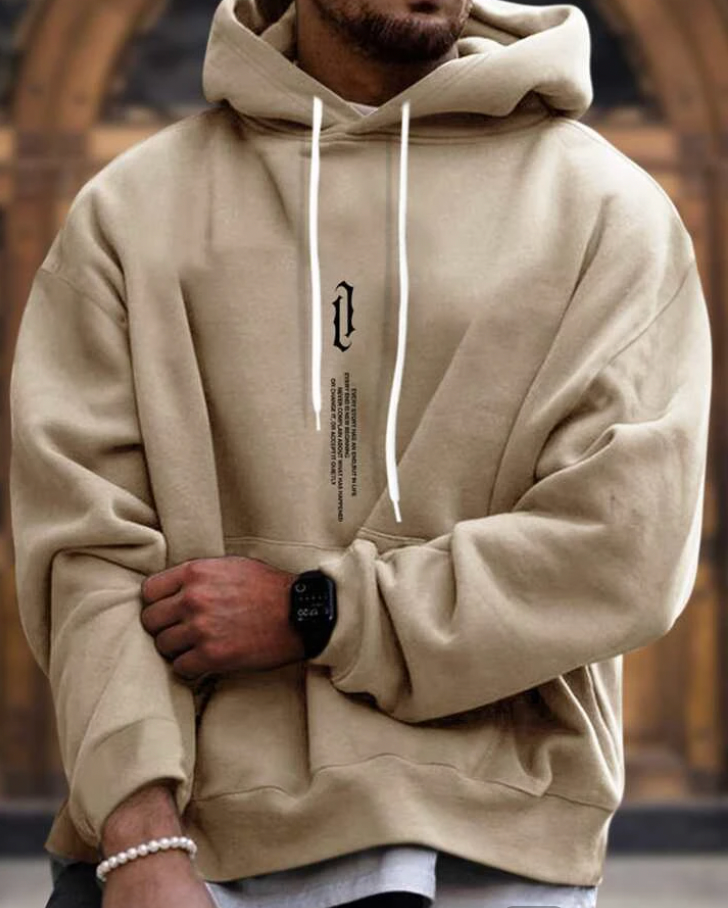 Hoodie - Gemütlicher Pullover mit Kordelzug und Tasche für Männer-Beige-XS-Chaps Herrenmode