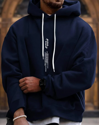 Hoodie - Gemütlicher Pullover mit Kordelzug und Tasche für Männer-Blau-XS-Chaps Herrenmode