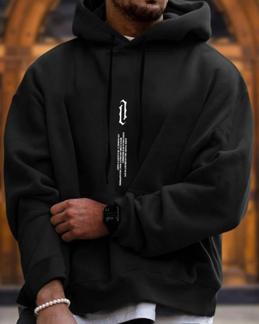Hoodie - Gemütlicher Pullover mit Kordelzug und Tasche für Männer-Schwarz-XS-Chaps Herrenmode