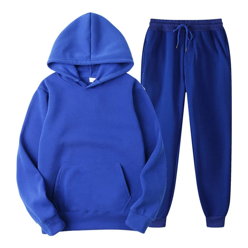 Hoodie Jogger Set - Kordelzug - Zweiteilig - Sweatsuit - Herrenbekleidung-Blau-S-Chaps Herrenmode