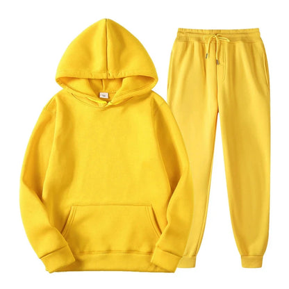 Hoodie Jogger Set - Kordelzug - Zweiteilig - Sweatsuit - Herrenbekleidung-Gelb-S-Chaps Herrenmode