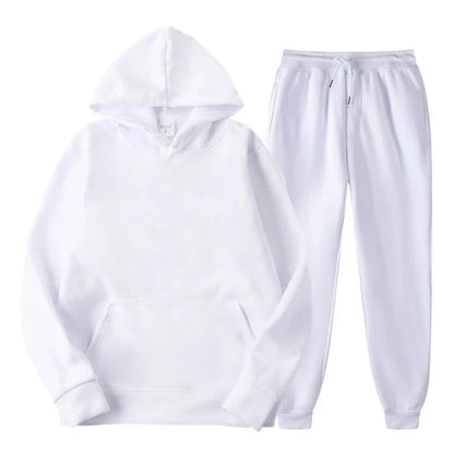 Hoodie Jogger Set - Kordelzug - Zweiteilig - Sweatsuit - Herrenbekleidung-Weiß-S-Chaps Herrenmode