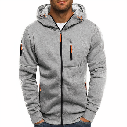 Hoodie | Langarm | Taschen | Zip Hoodie | Herren Hoodie-Hellgrau-S-Chaps Herrenmode