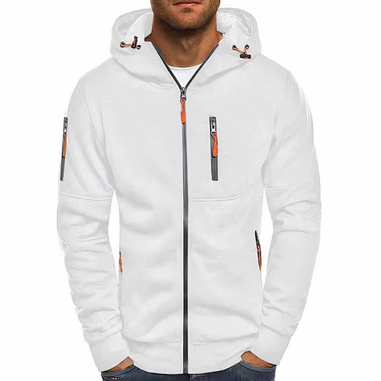 Hoodie | Langarm | Taschen | Zip Hoodie | Herren Hoodie-Weiß-S-Chaps Herrenmode