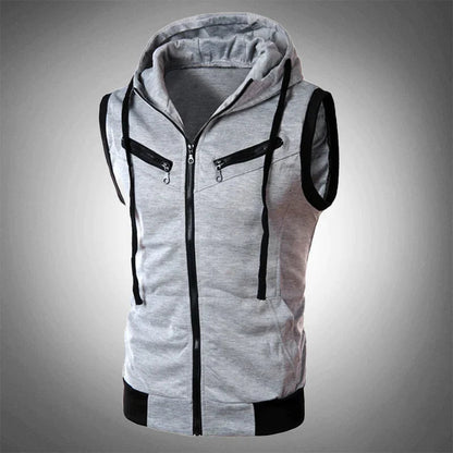 Hoodie Vest - Herren Casual Hooded Sleeveless Zip-Up Vest-Hellgrau-S-Chaps Herrenmode